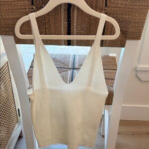 NWOT Elegant Cream Ribbed Knit Tank Top